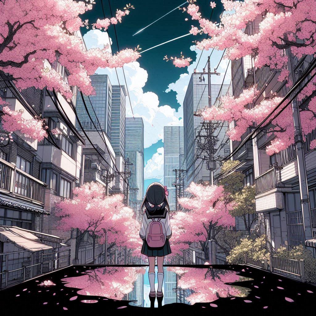 街と水たまり、少女196 | の人気AIイラスト・グラビア