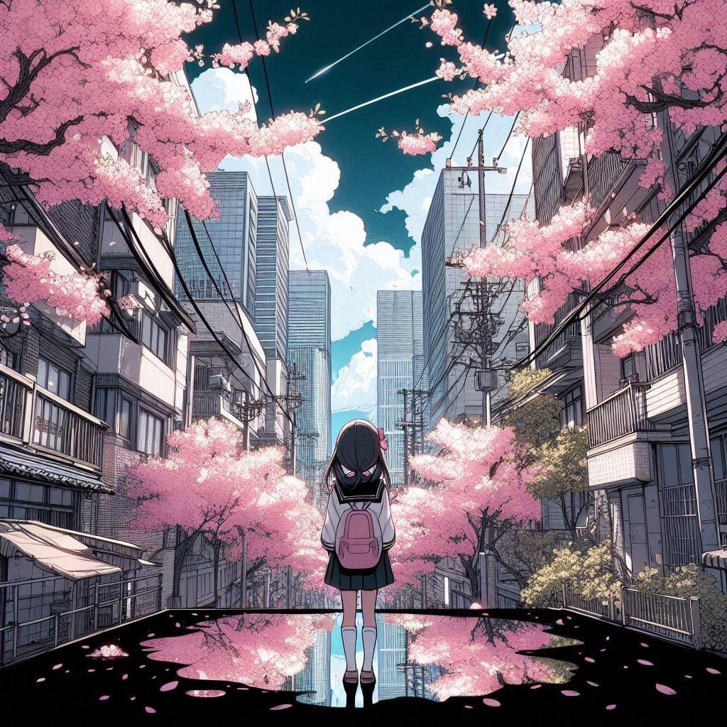 街と水たまり、少女196