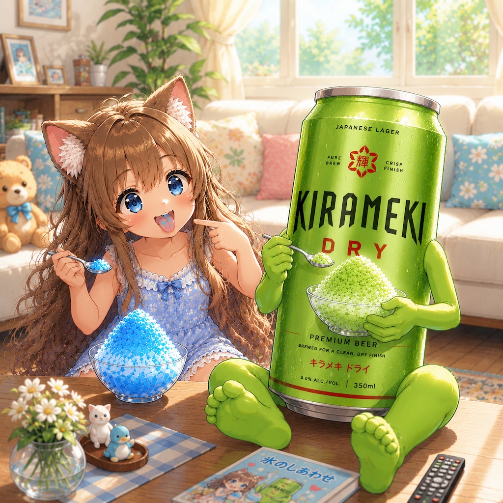かき氷を食べる小さな女の子
