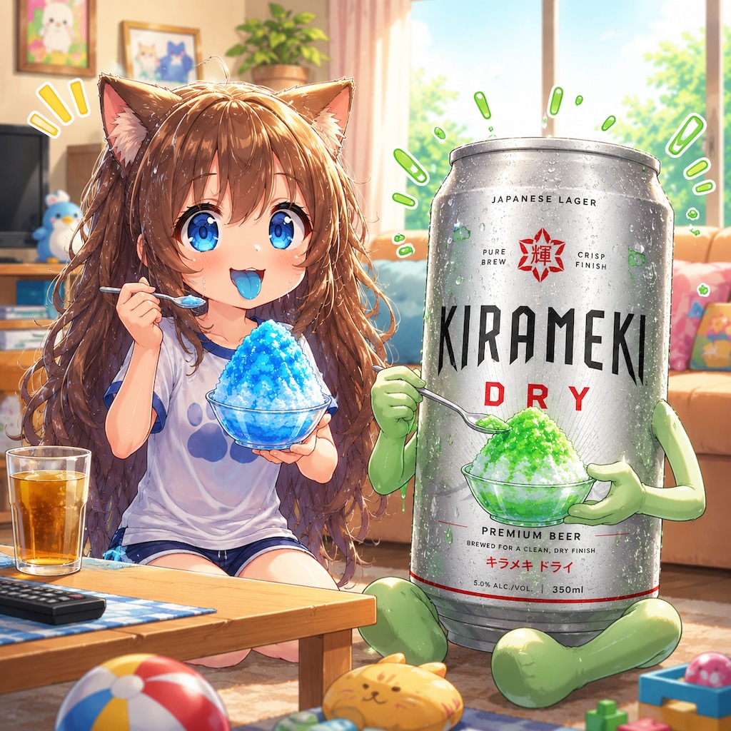 かき氷を食べる小さな女の子