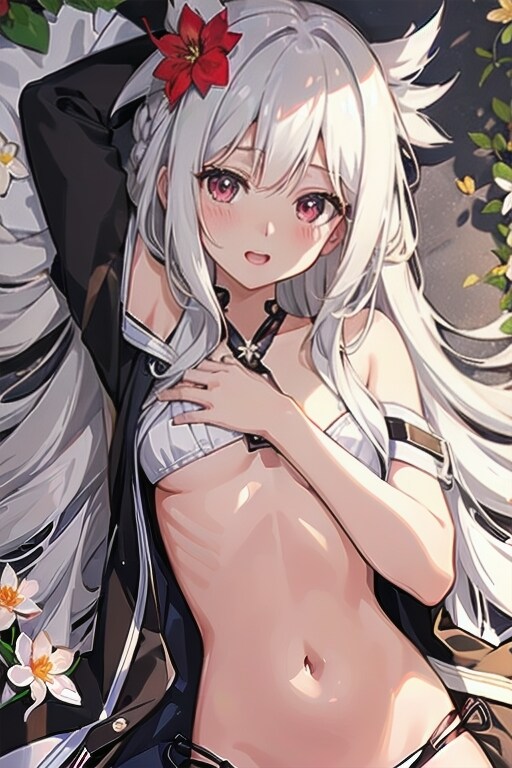 白髪赤眼女子