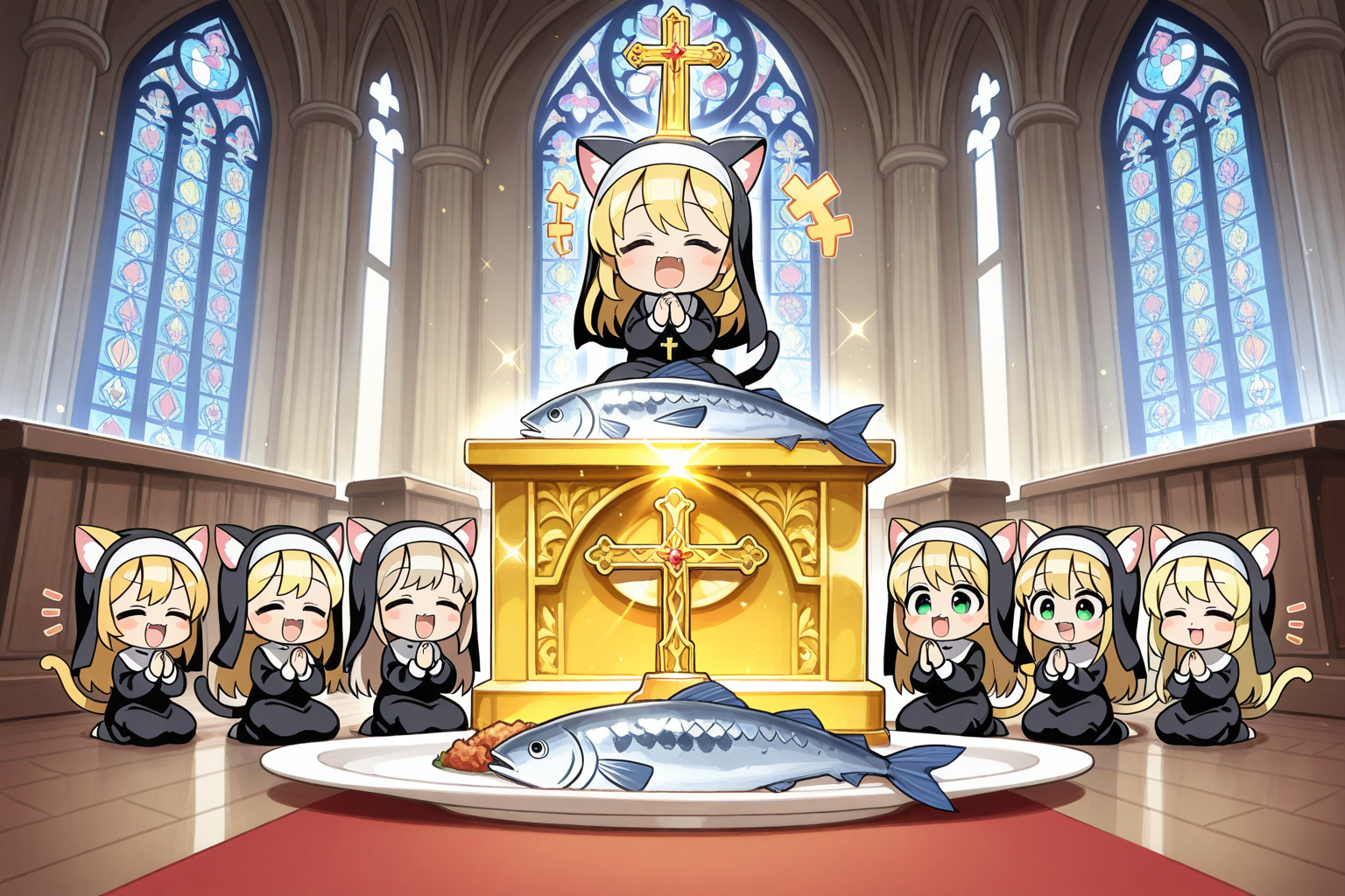 おお神よ！！今日もおさかにゃをお与え下さり、ありがとうございますにゃん！！ | の人気AIイラスト・グラビア