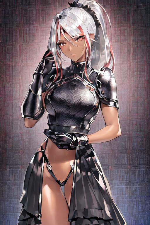 銀髪褐色美女イラスト集