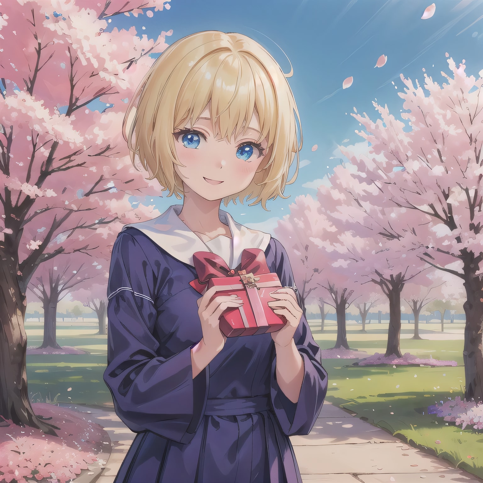 金髪ボブでセーラー服の少女１４ | の人気AIイラスト・グラビア