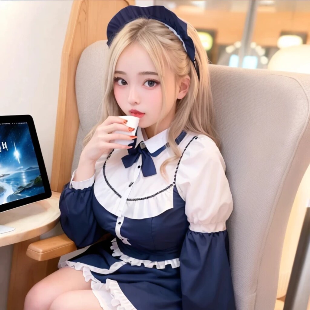 茶髪ロングで漫画喫茶の美女