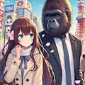 名古屋のイケメンゴリラとデートする小さな女の子 4枚目