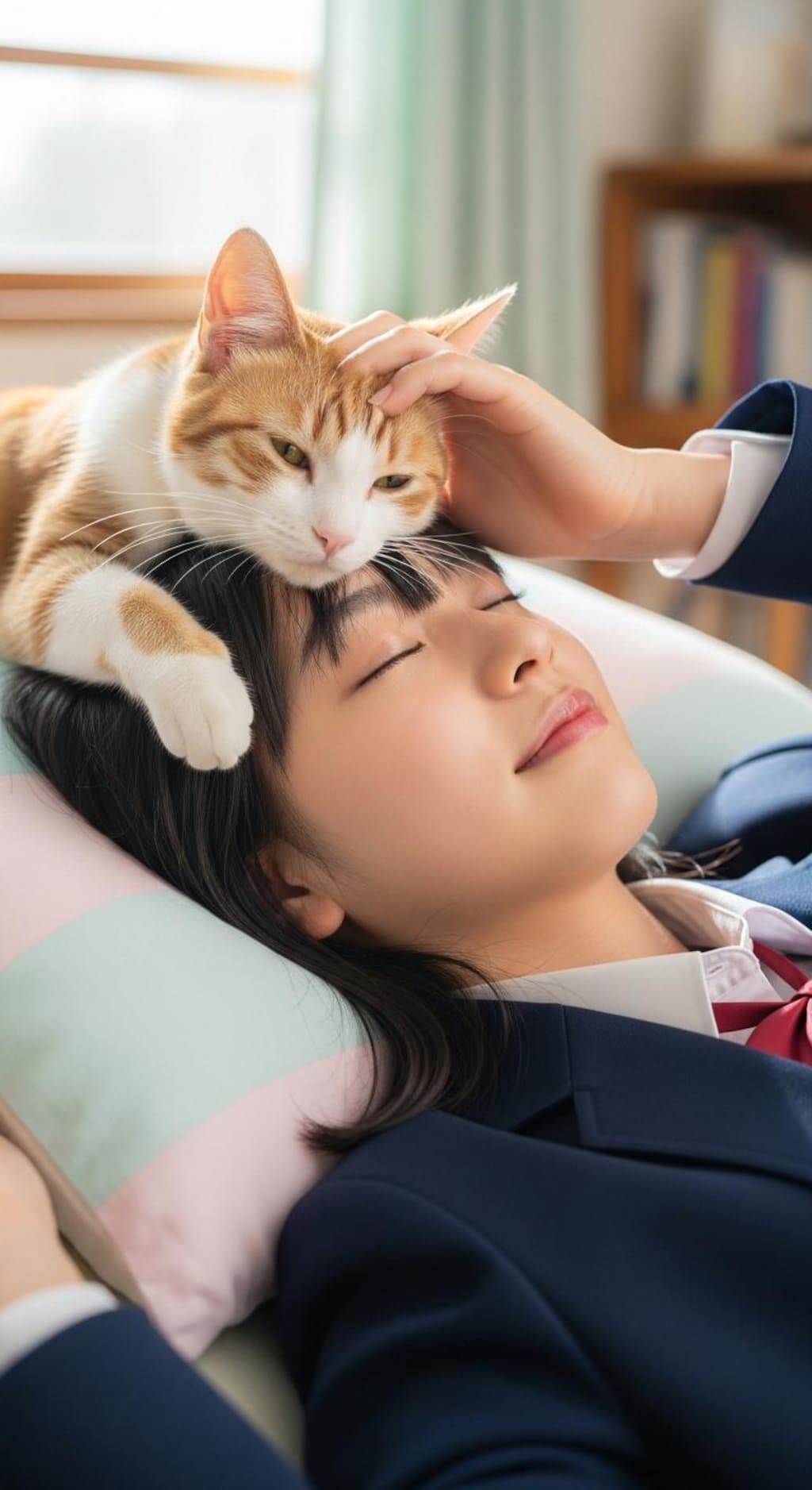 おでこ寝にゃんにゃん