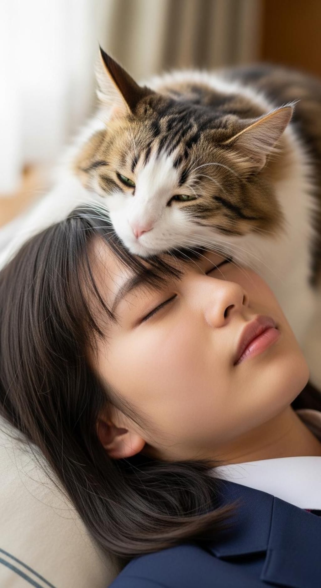 おでこ寝にゃんにゃん