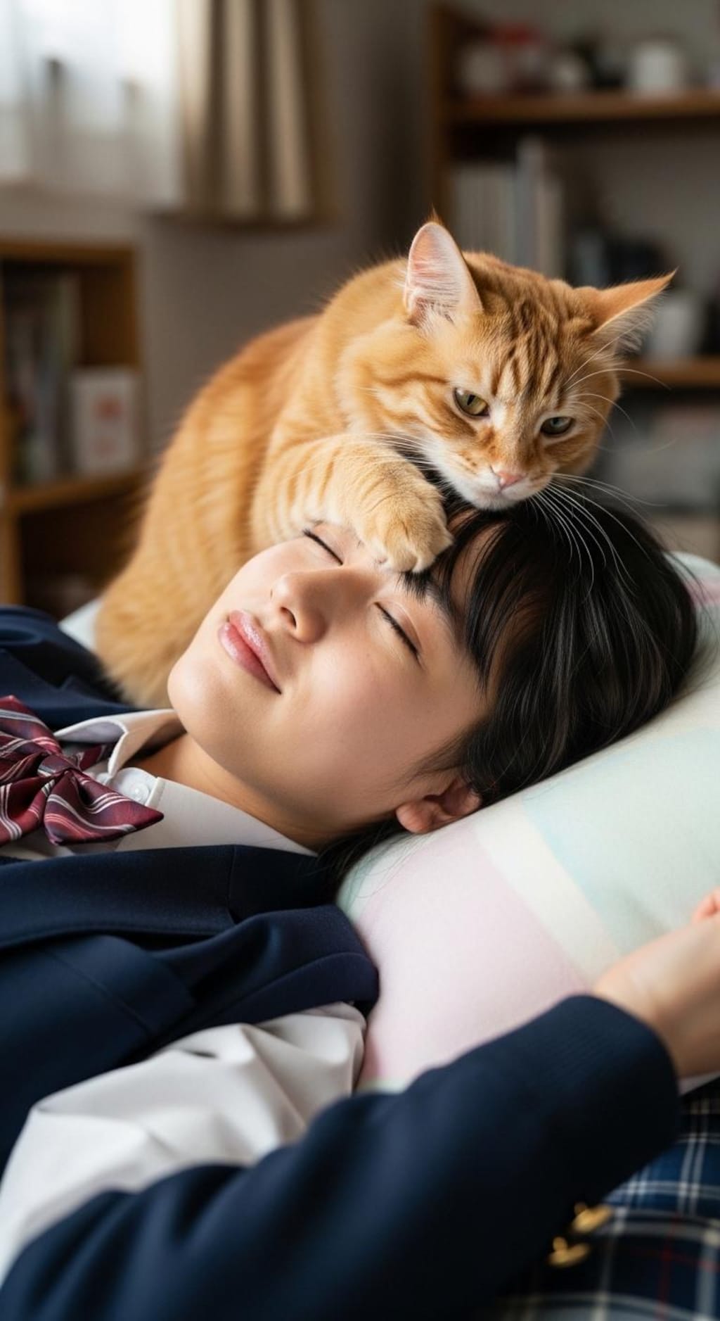 おでこ寝にゃんにゃん