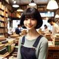 ボブヘアの黒髪の女の子が古本屋でアルバイトしているシーンのイメージ 5枚目