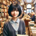 ボブヘアの黒髪の女の子が古本屋でアルバイトしているシーンのイメージ 8枚目