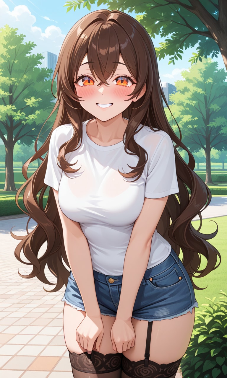 【うちの子ママ】娘のメグの服を勝手に借りて散歩してみる | の人気AIイラスト・グラビア