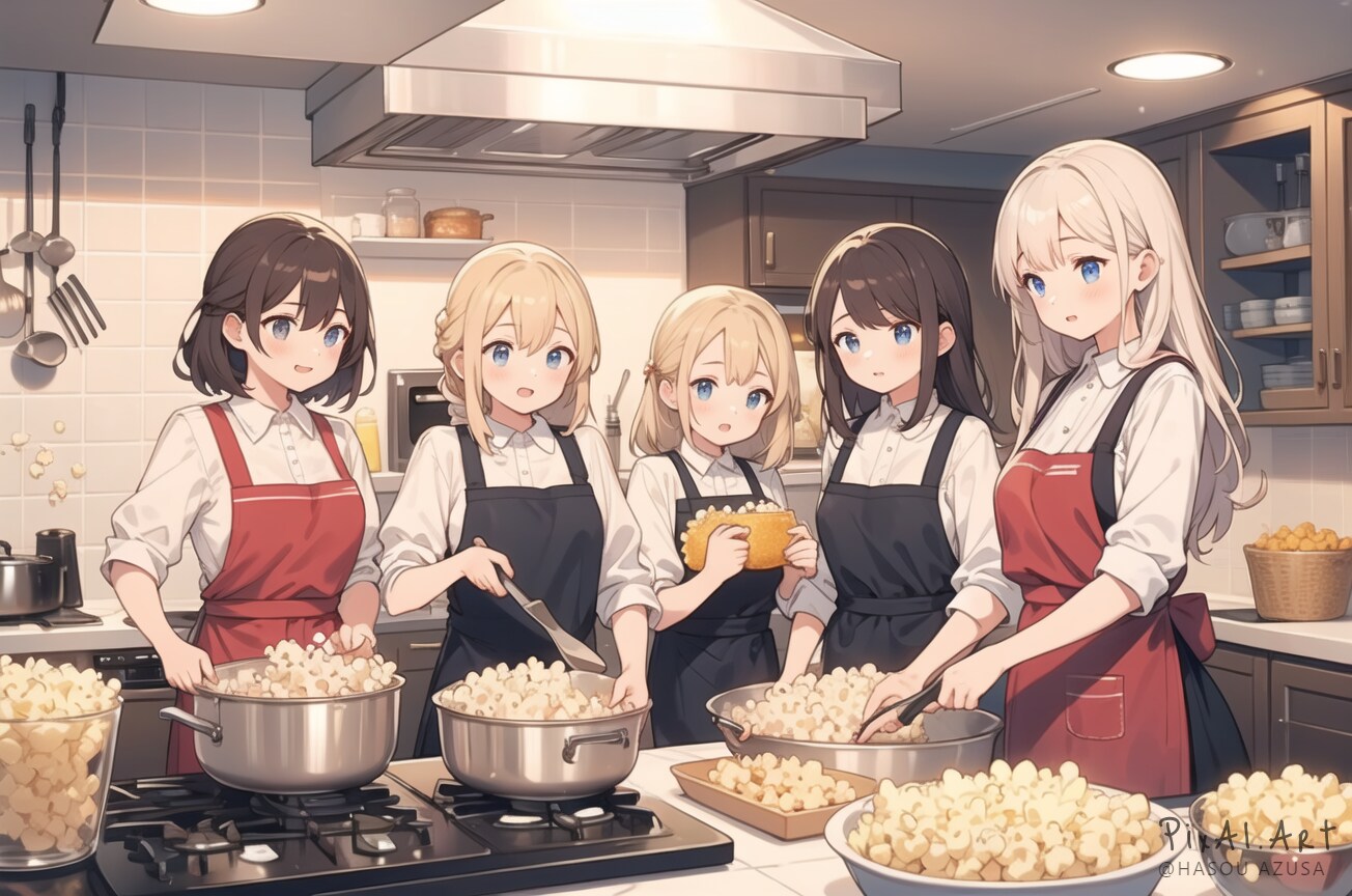 ポップコーンを初めて作った女の子たち