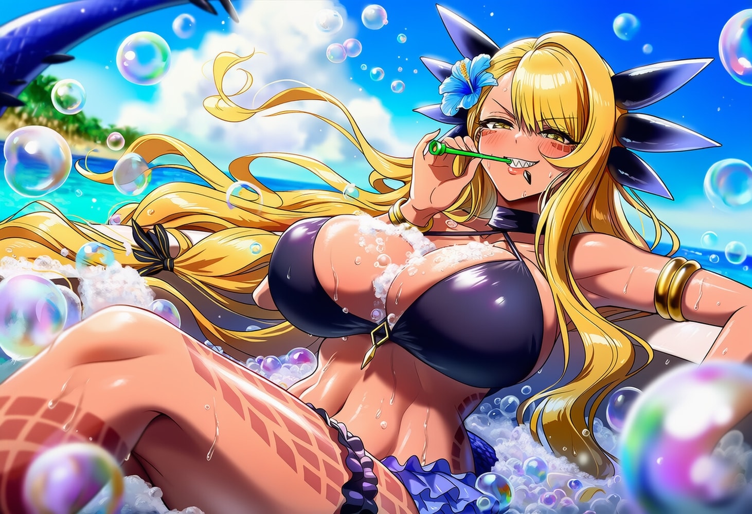 シャボン玉風呂ビキニ水着コスプレ竜神人妻
