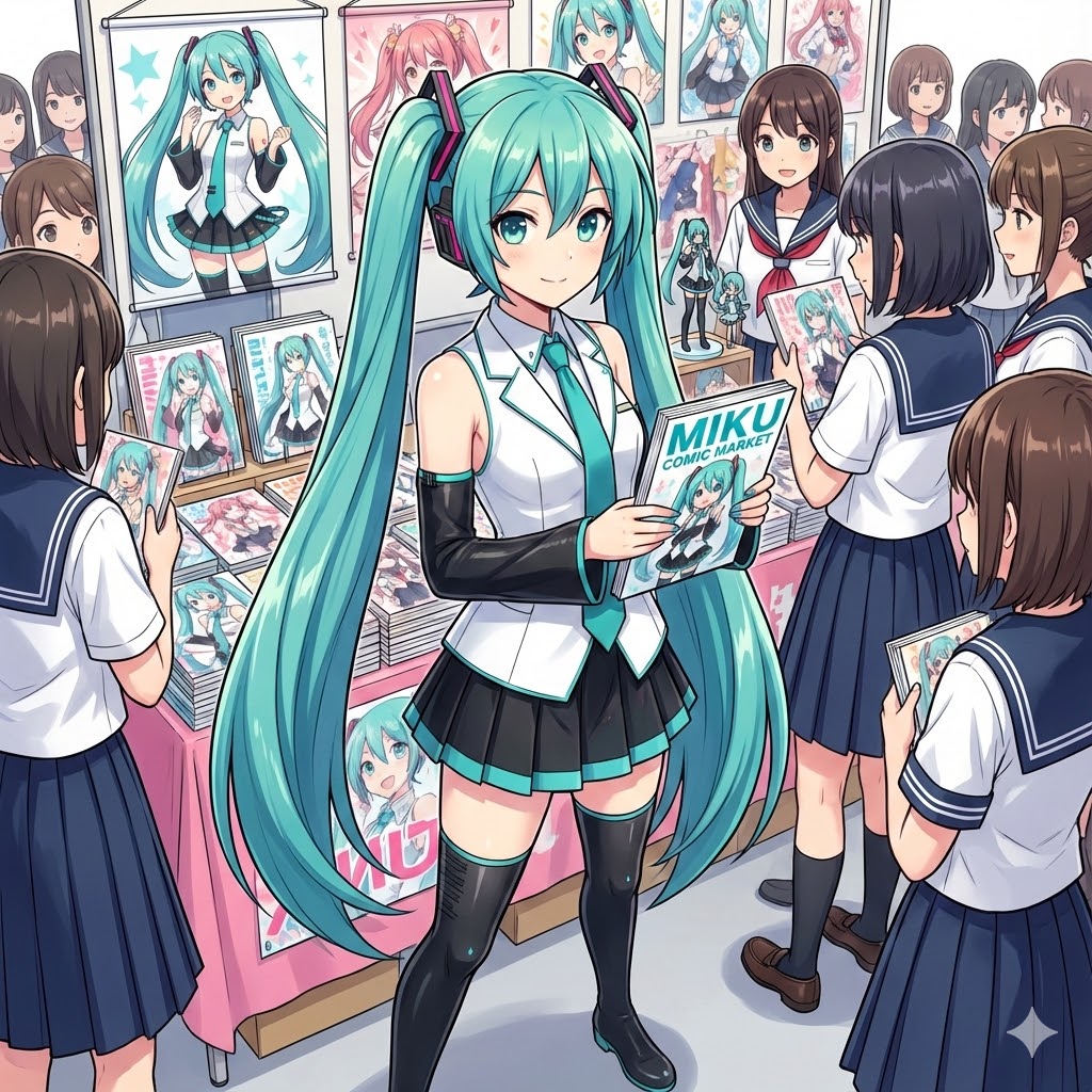 コミケで写真集を売るミクさん | の人気AIイラスト・グラビア