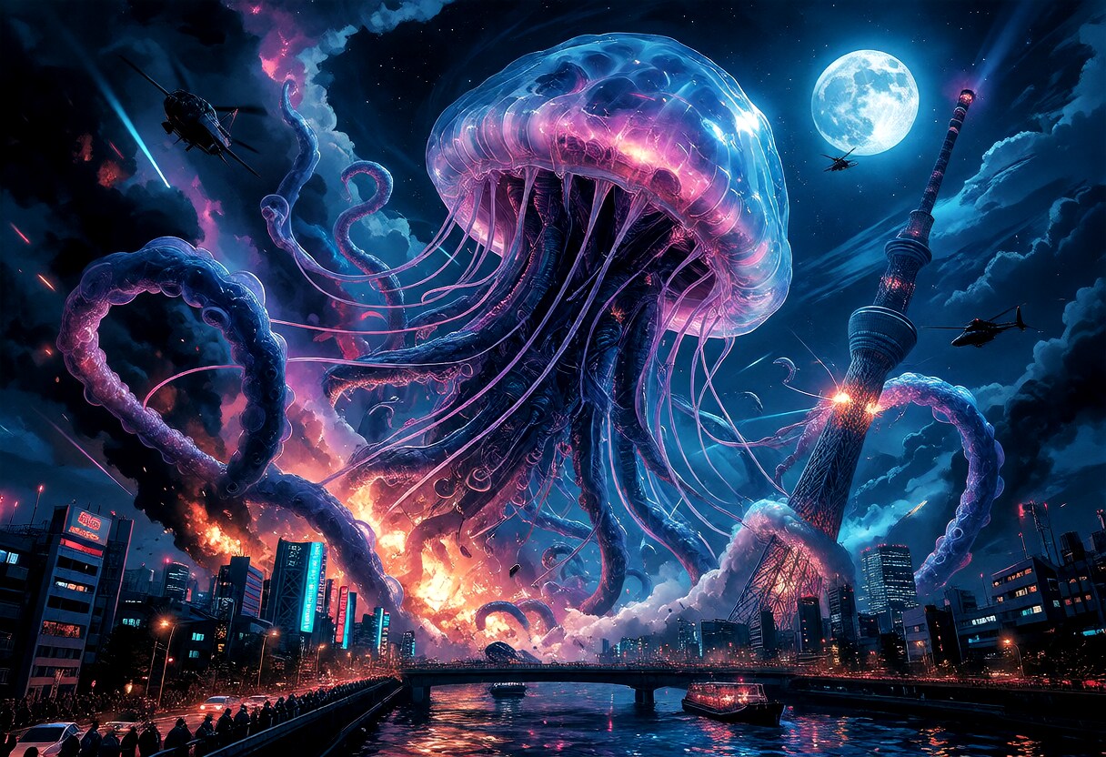 宇宙大クラゲ東京に現わる | の人気AIイラスト・グラビア
