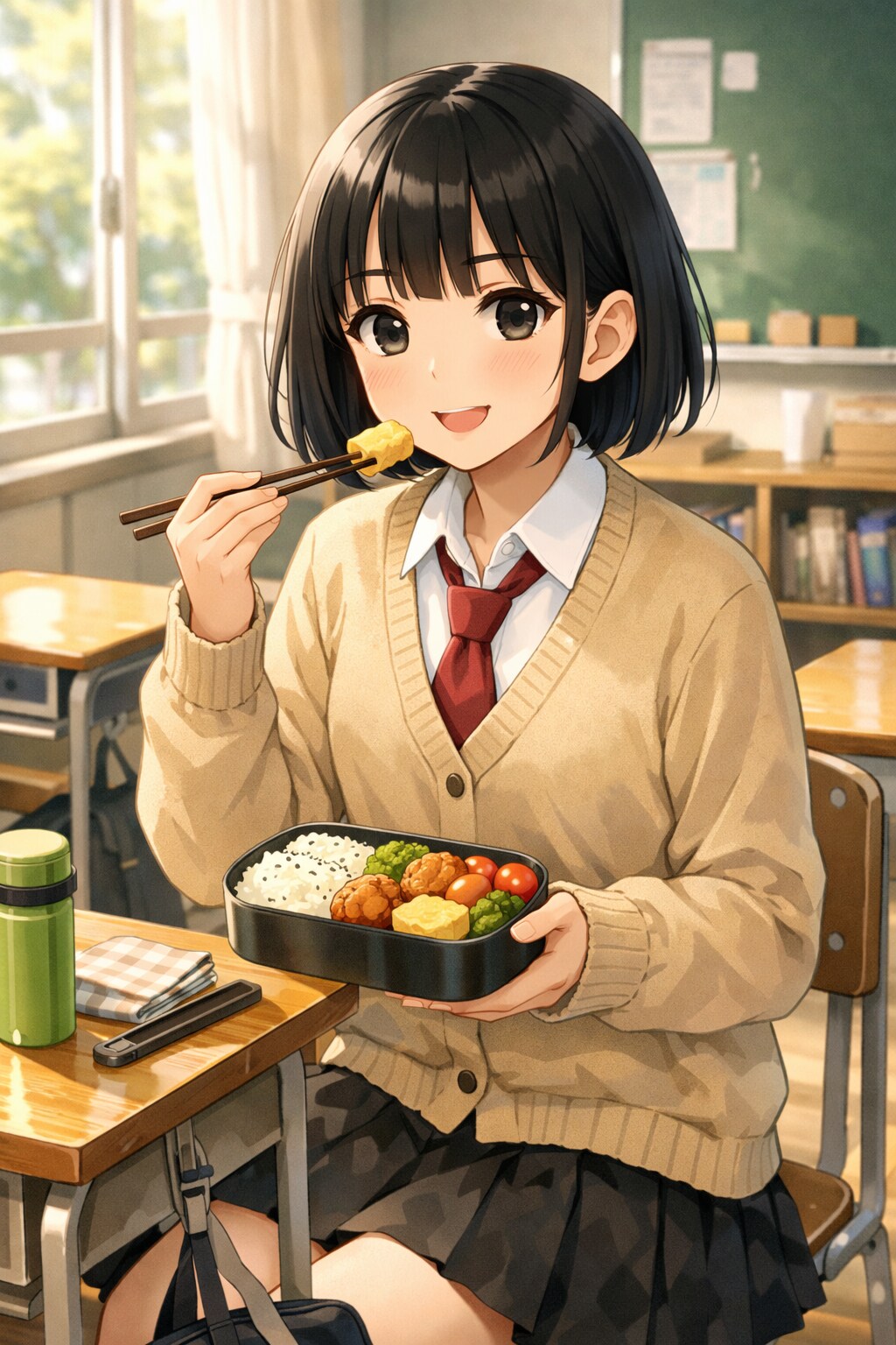 お弁当を食べている女の子 | の人気AIイラスト・グラビア