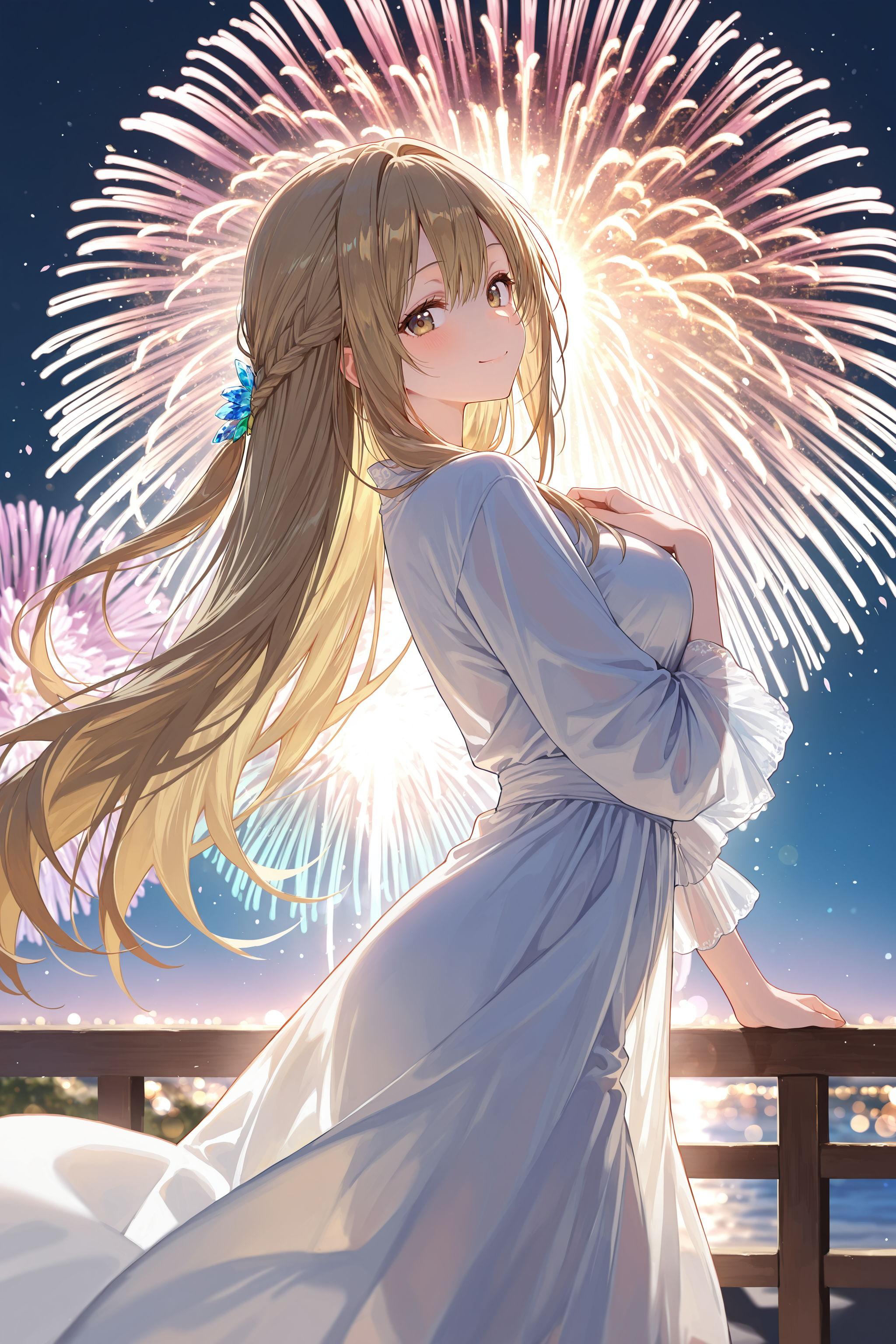 【歌：夏の花火と君の】異世界学園の少女 | の人気AIイラスト・グラビア