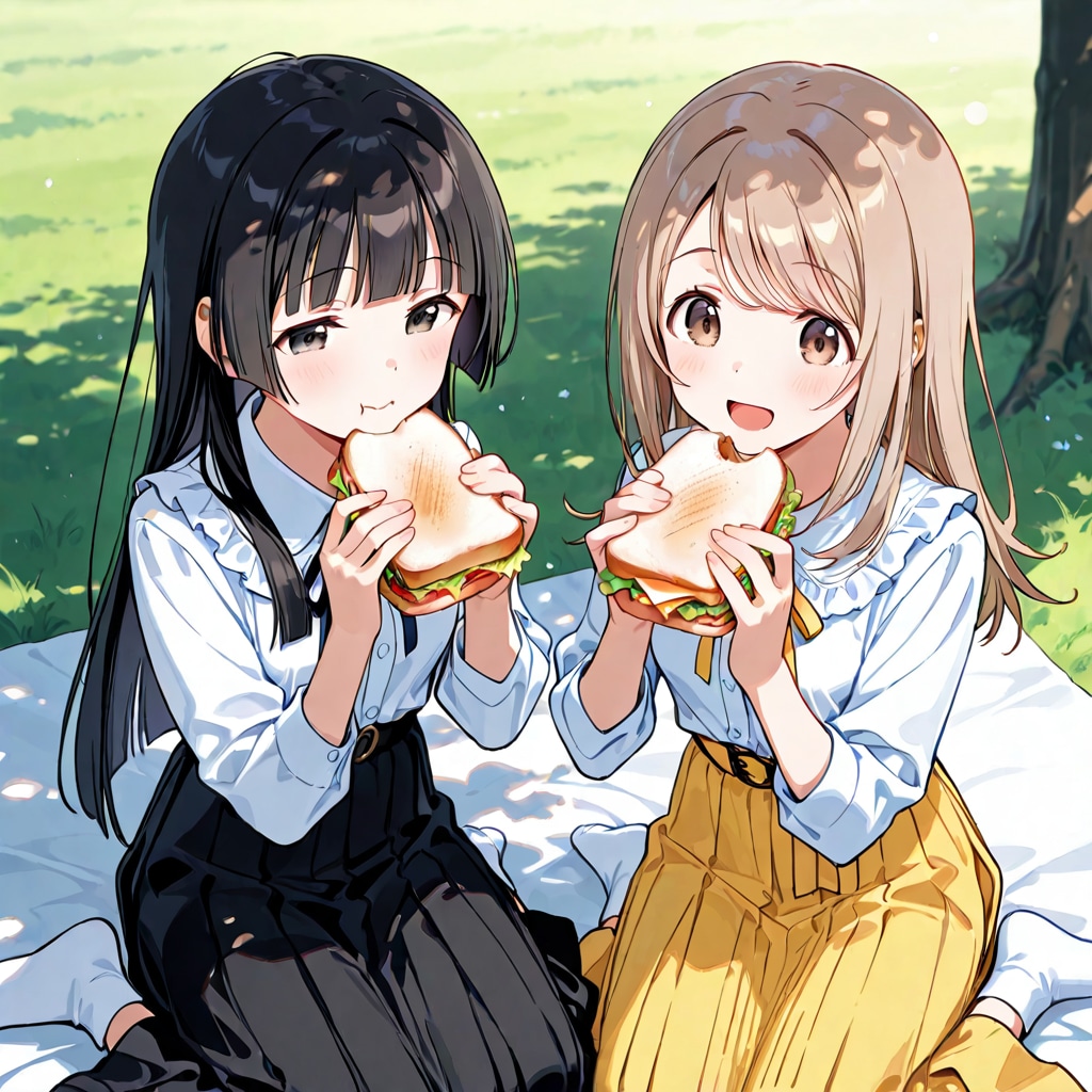 二人でピクニックランチ | の人気AIイラスト・グラビア