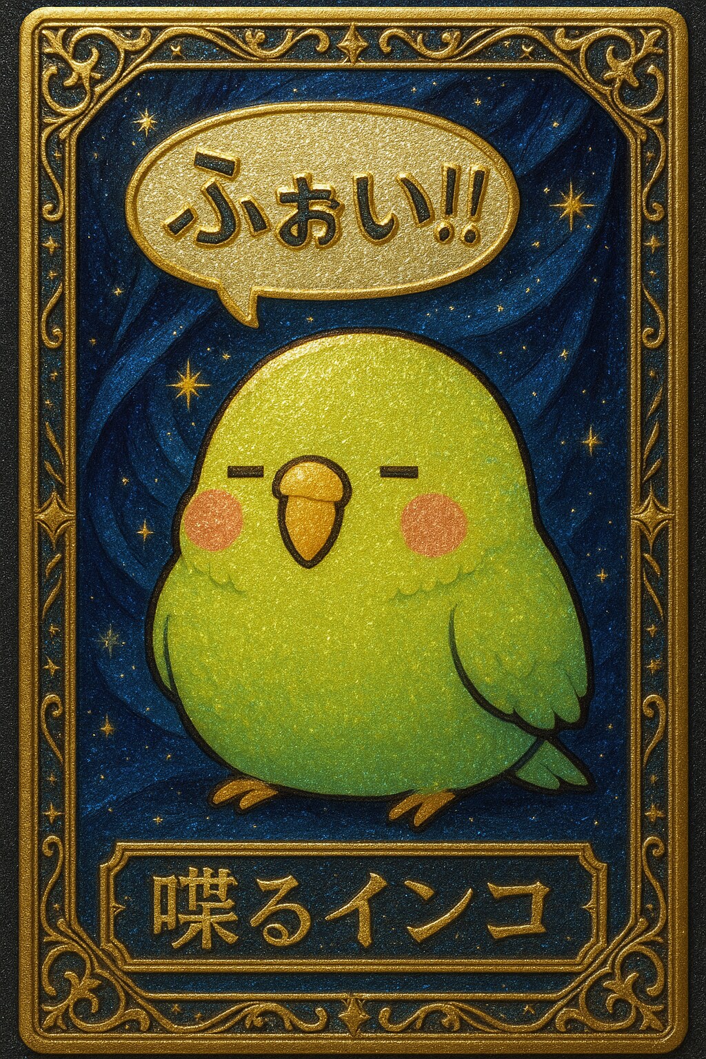 インコのレリーフレアカード