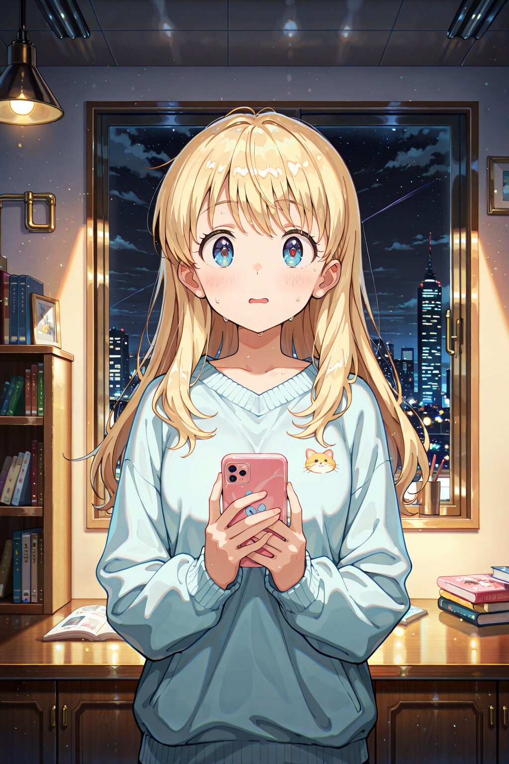 自分のスマホがどこにあるのかをスマホに聞く女の子