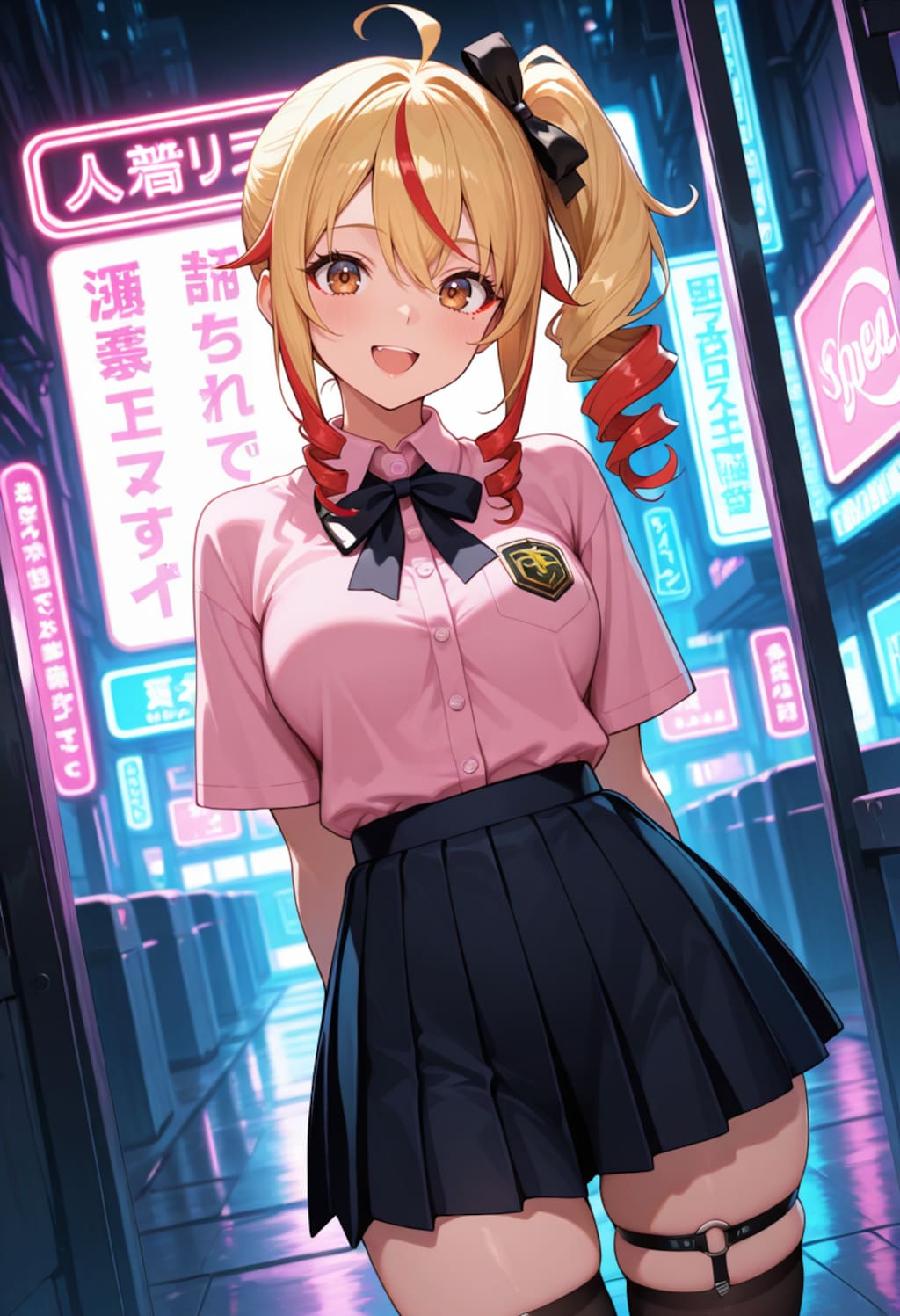 ネオンライトと金髪ギャル娘