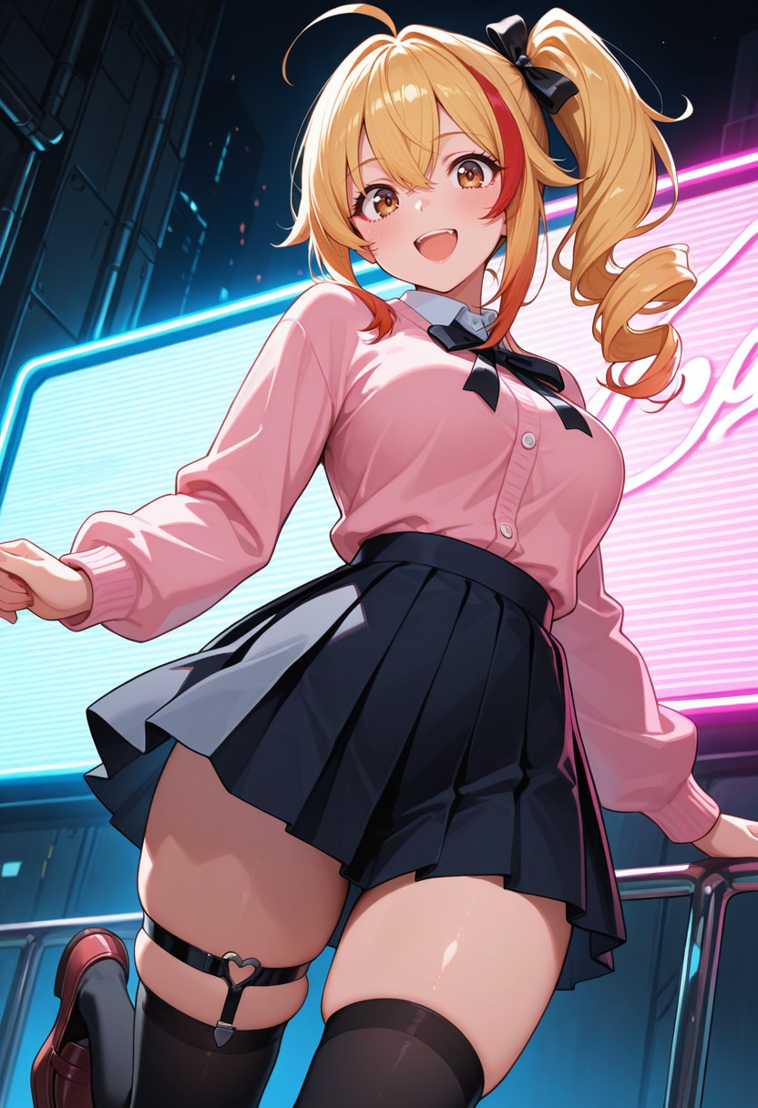 ネオンライトと金髪ギャル娘 | の人気AIイラスト・グラビア