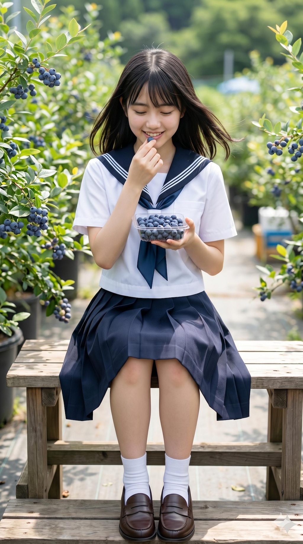 普通の美少女　ブルーベリー狩り
