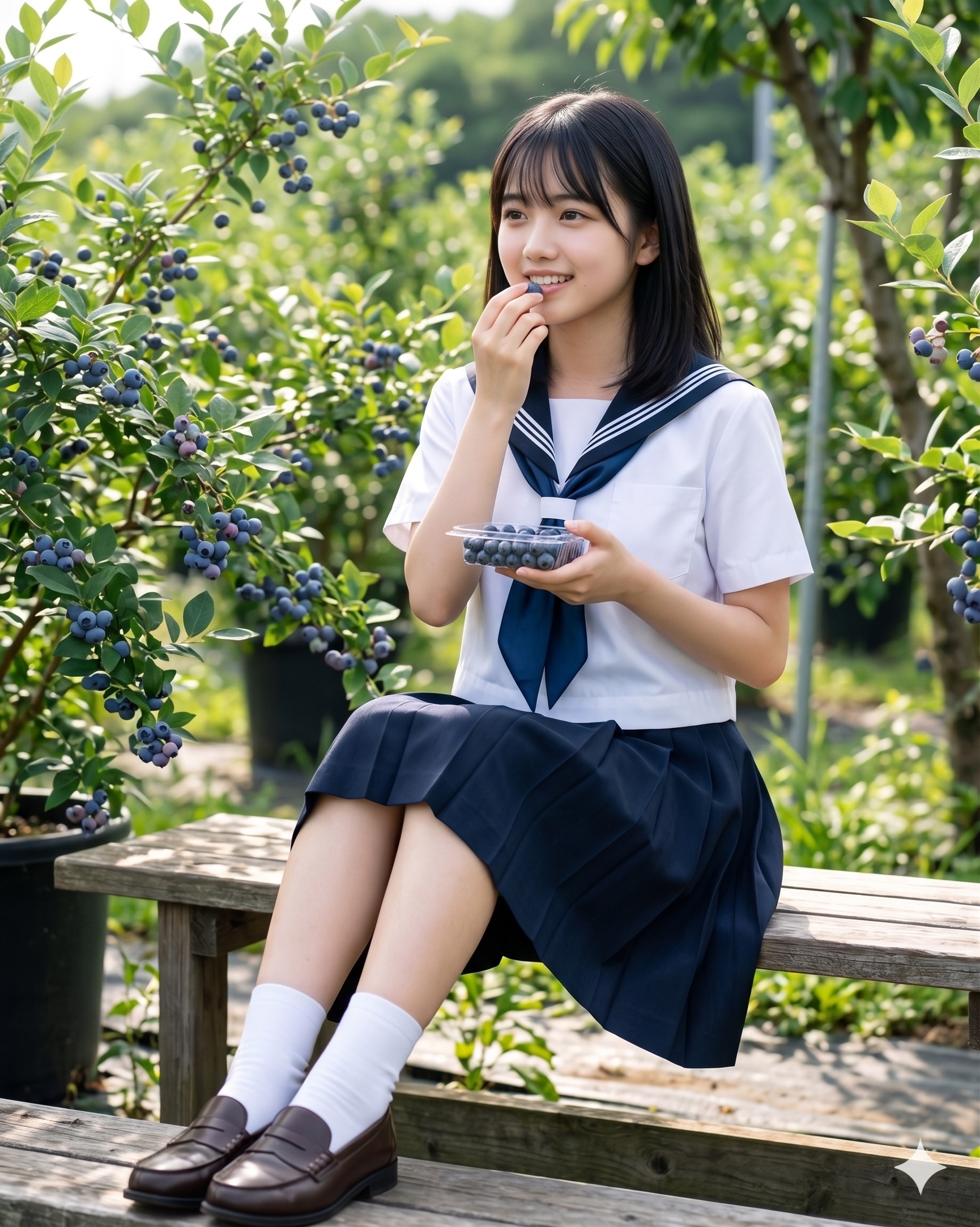普通の美少女　ブルーベリー狩り