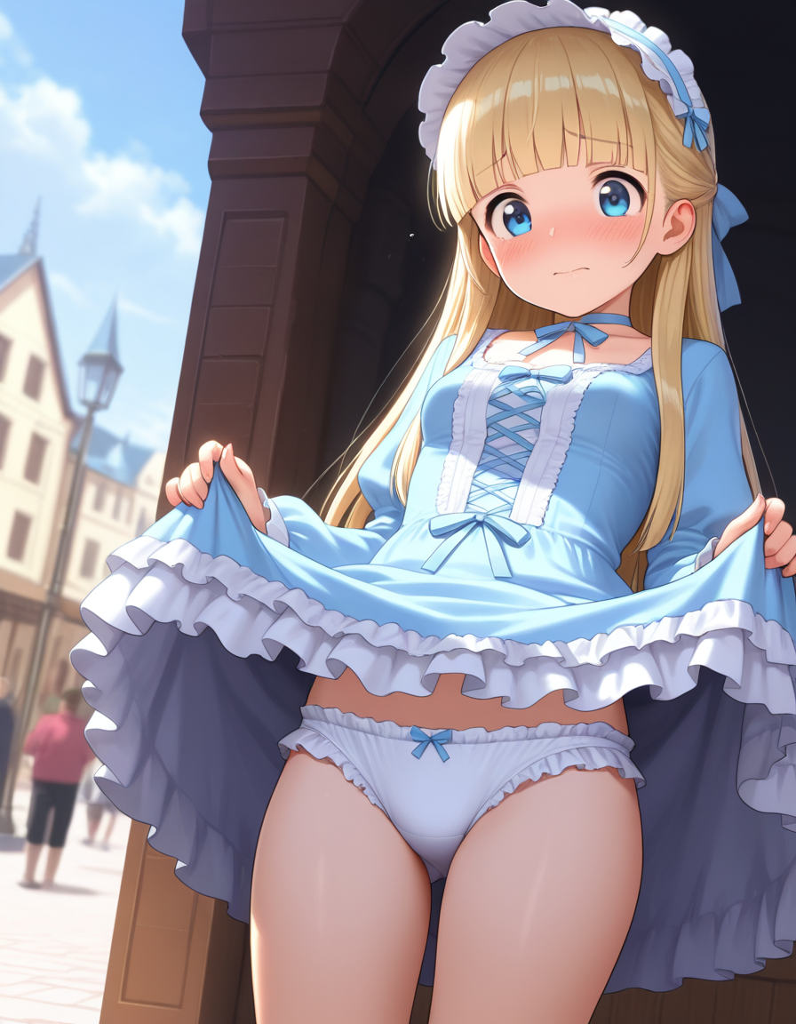 スカートたくし上げ
