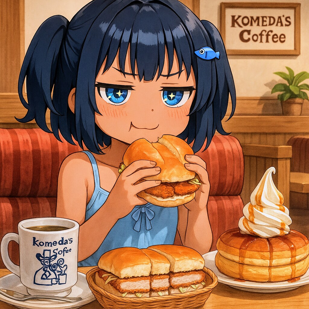 コメダ初心者セットを食べるこなつちゃん