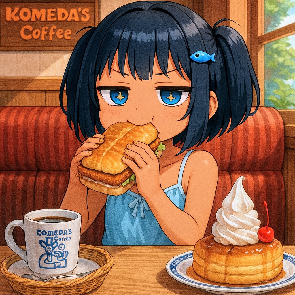 コメダ初心者セットを食べるこなつちゃん