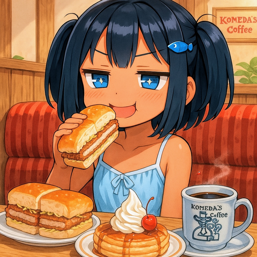 コメダ初心者セットを食べるこなつちゃん