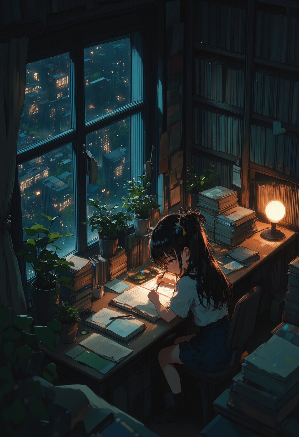 勉強する女の子