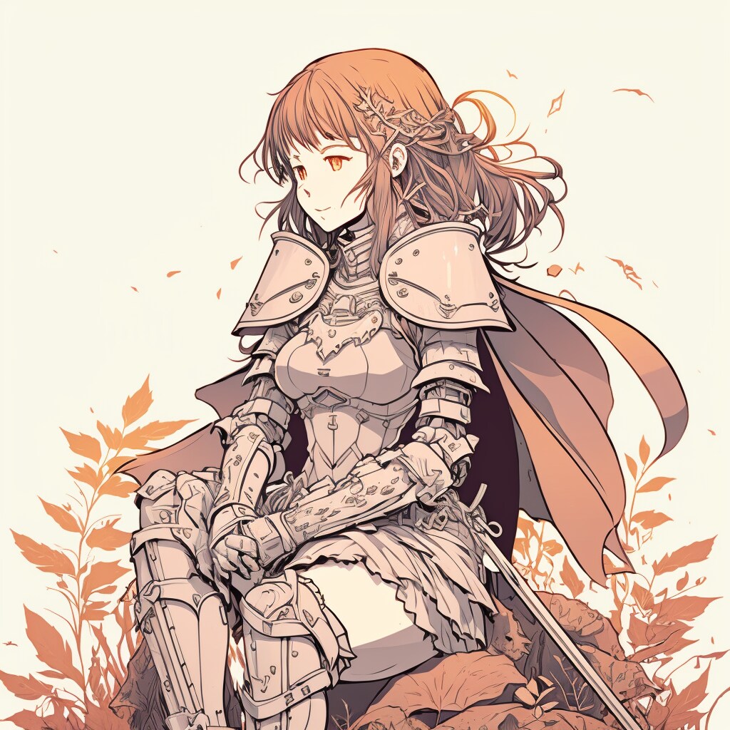 涼しげな表情で座る美少女騎士