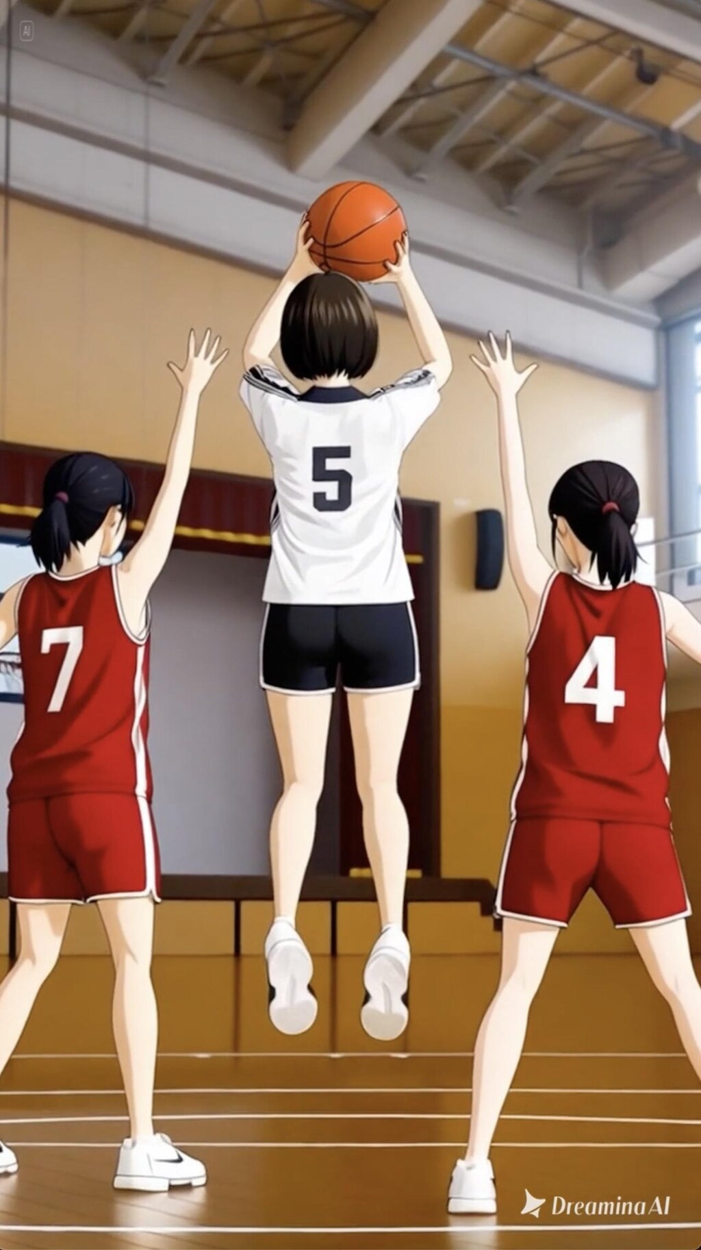 女バスのジャンプシュート383