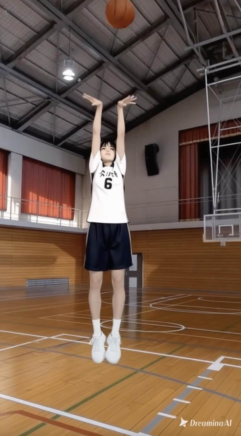 女バスのジャンプシュート383