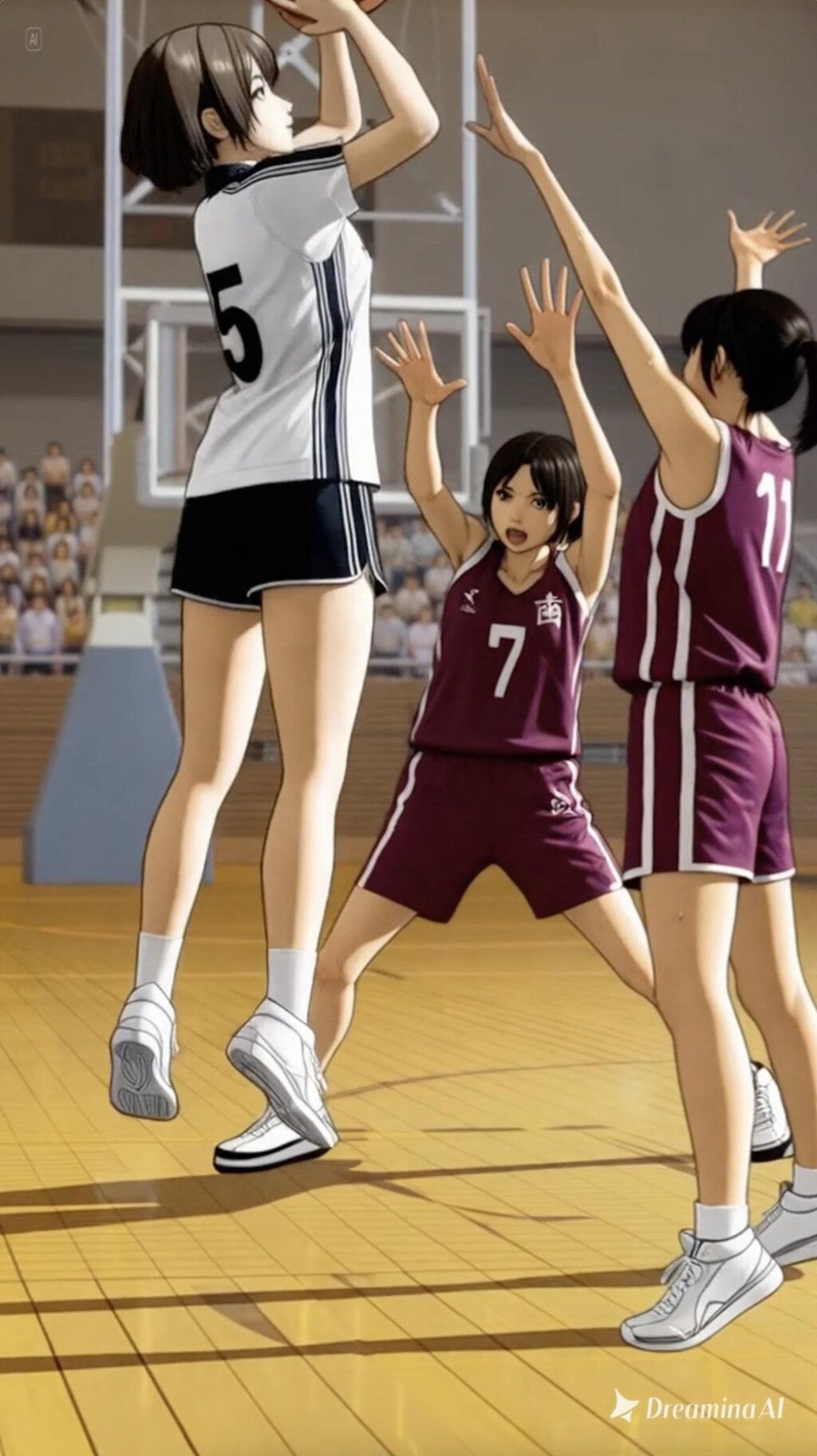 女バスのジャンプシュート383