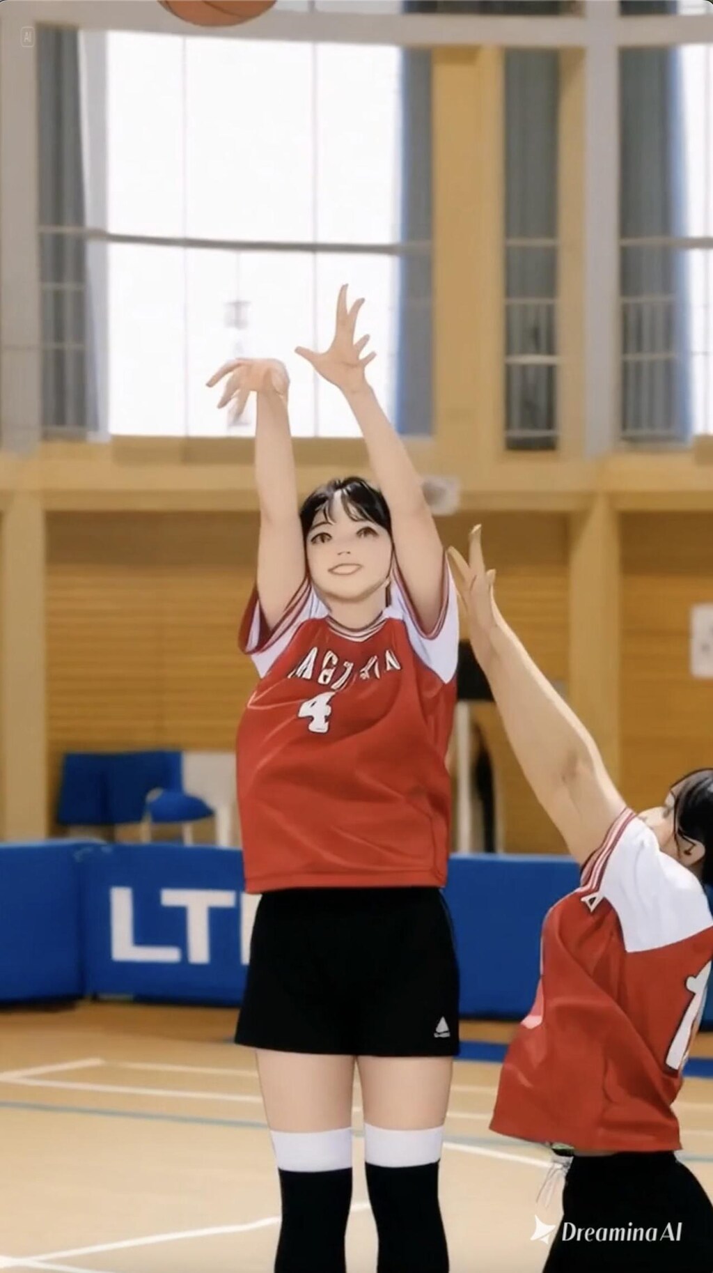 女バスのジャンプシュート383