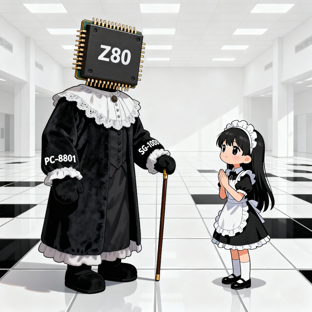 名作マイコンに敬意を払う女の子