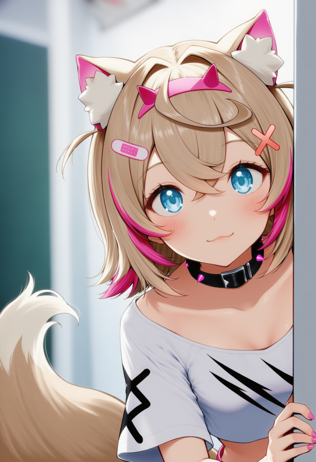 モコちゃんが物陰からジッと見つめているだけ