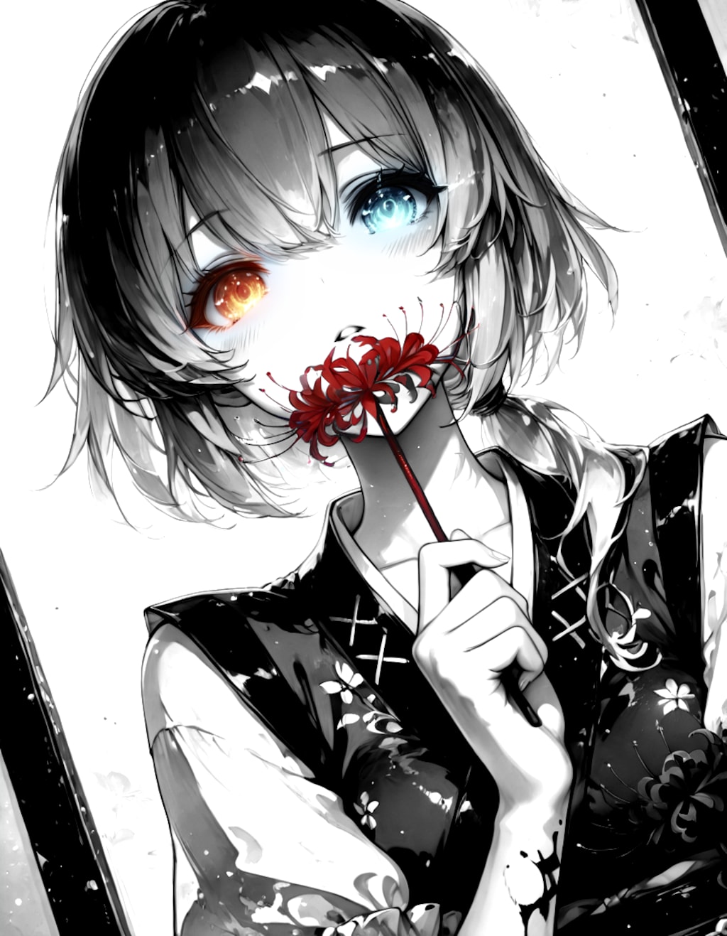 彼岸花とモノクロ