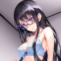 black-framed round eyewear, lightblue lingerie 02[rating:general] 9枚目