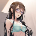black-framed round eyewear, lightblue lingerie 02[rating:general] 8枚目