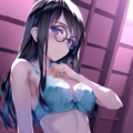 black-framed round eyewear, lightblue lingerie 02[rating:general] 11枚目