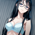 black-framed round eyewear, lightblue lingerie 02[rating:general] 2枚目