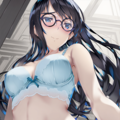 black-framed round eyewear, lightblue lingerie 02[rating:general] 12枚目