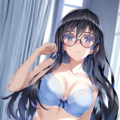 black-framed round eyewear, lightblue lingerie 02[rating:general] 6枚目