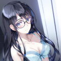 black-framed round eyewear, lightblue lingerie 02[rating:general] 3枚目