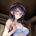black-framed round eyewear, lightblue lingerie 02[rating:general] 7枚目